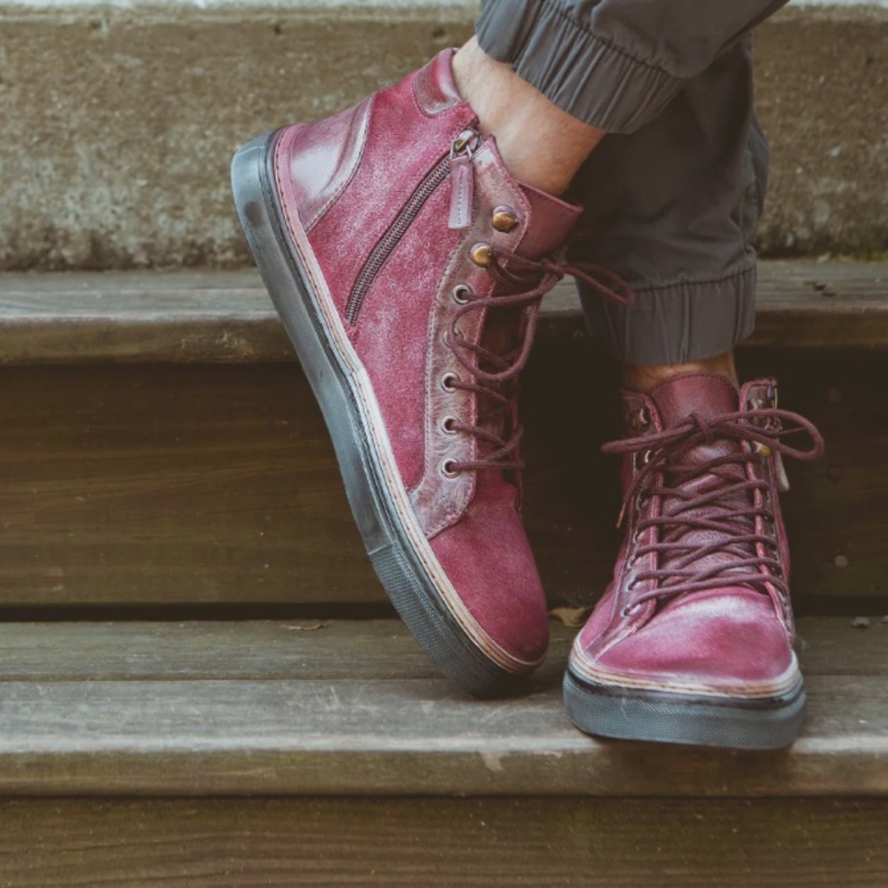 Bed Stu Roan Mac II Leather High-Top Sneakers Bordo (Like New)